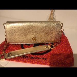 SOLD Tory Burch Gold Leather Handbag